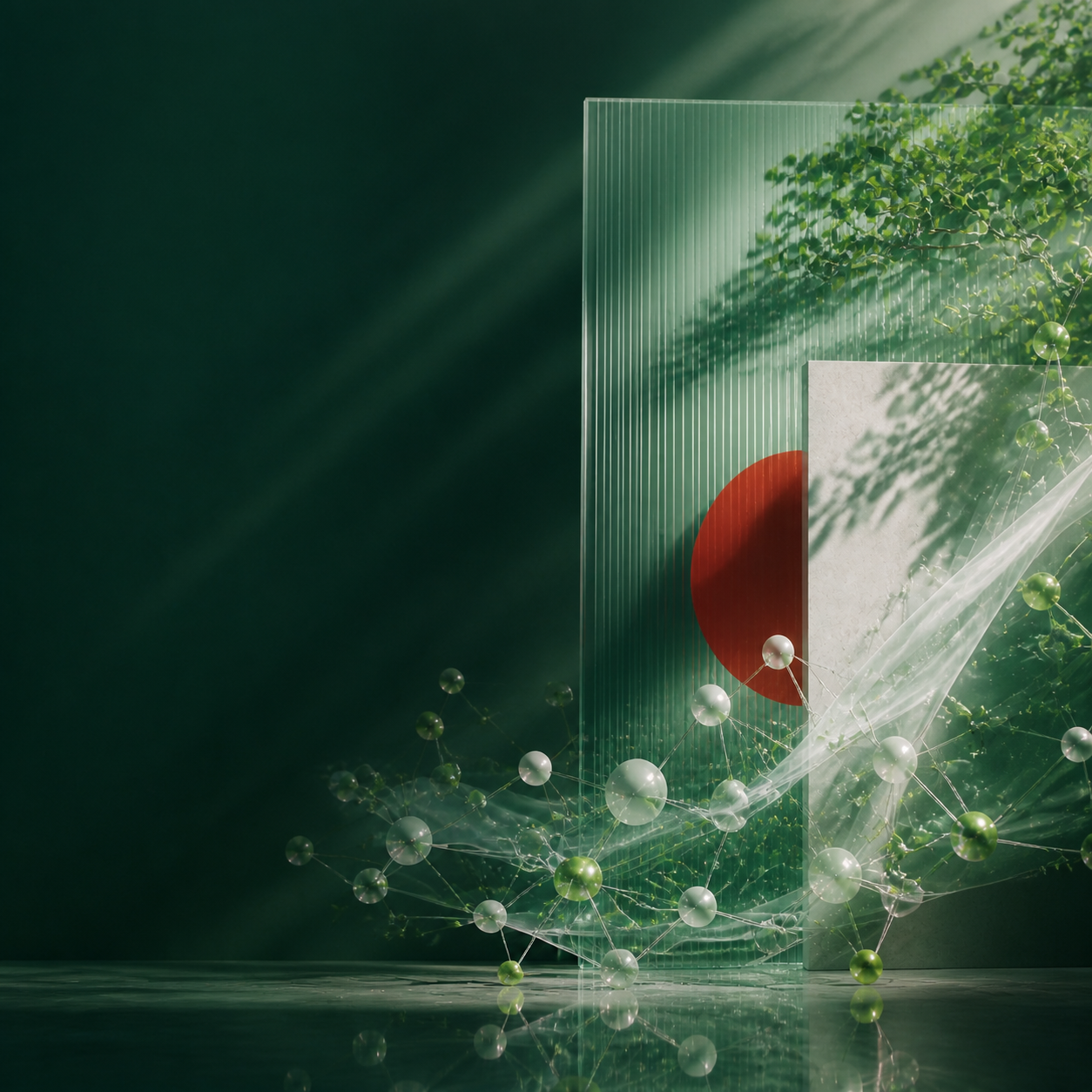 Concept illustration of light interacting with photocatalyst material